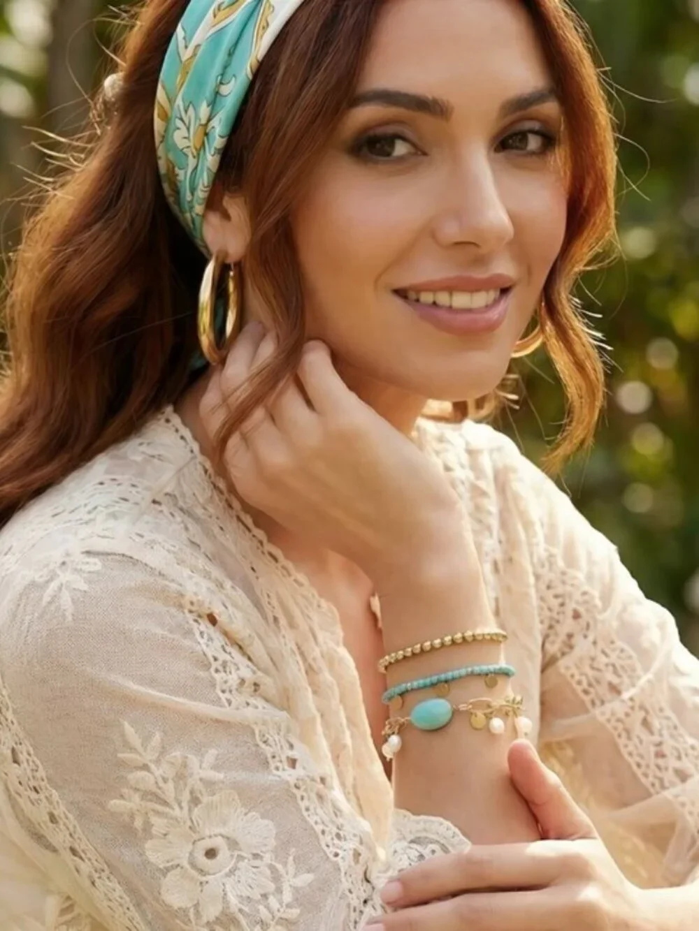 18k Gold Plated 316L SS Blue Jade and Freshwater Pearl Stackable Bracelet Set
